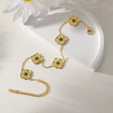 Flower Charm Pendant Bracelet Stainless Steel Women Hand Accessories