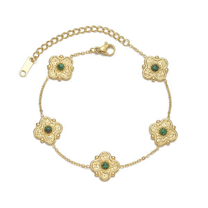 Flower Charm Pendant Bracelet Stainless Steel Women Hand Accessories
