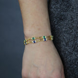 Green Red CZ Crystal Link Chain Bracelet Gift