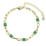 Green Red CZ Crystal Link Chain Bracelet Gift
