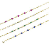 Green Red CZ Crystal Link Chain Bracelet Gift