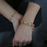 Green Red CZ Crystal Link Chain Bracelet Gift