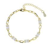 Green Red CZ Crystal Link Chain Bracelet Gift