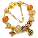 Butterfly Bee Beads Pendant Charm Bracelets For Women Men Bijoux Pulseras