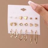 Vintage Pearl Butterfly Heart Circle Hoop Earrings Set