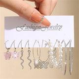 Geometric Snake Pearl Acrylic Earrings Set for Women