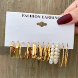 Geometric Snake Pearl Acrylic Earrings Set for Women