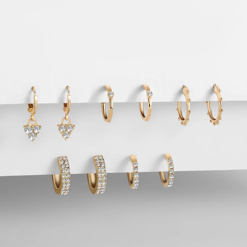 CZ Zircon Geometric Hoop Earrings Set Wedding Bijoux Brincos