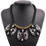 Crystal Flower Pendant Necklace Colorful Alloy Metal Bead Leaf Plant Necklace