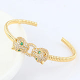 Leopard Head Bracelets For Women Copper Jewelry Woman Cuff Bangles