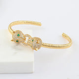 Leopard Head Bracelets For Women Copper Jewelry Woman Cuff Bangles
