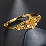 Vintage Flower Bracelet Bangle Women Wedding Jewelry