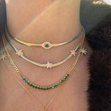 4MM Herringbone Snake Chain CZ Evil Eye Choker Necklace
