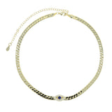 4MM Herringbone Snake Chain CZ Evil Eye Choker Necklace