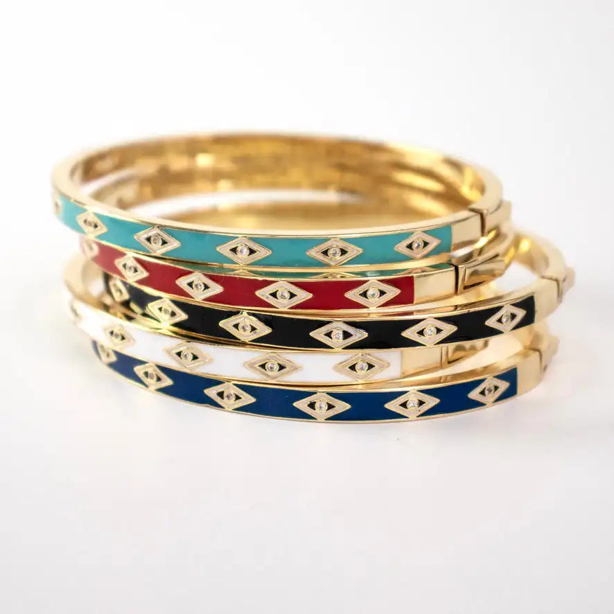 Colorful Evil Eye Bangle Bracelet - Women's Hand Jewelry