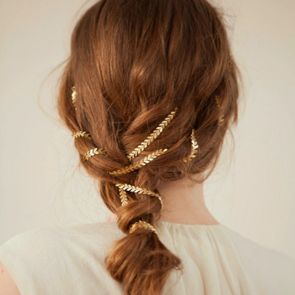 Copper Chain Hairpins Tassel Hair Clips Braided Headband Hair Accessories