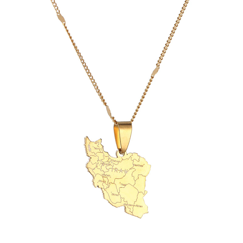 Iran Map Pendant Necklace Iranian Charm Jewelry