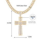 Men's Cross Pendant Necklace with 13Mm Cuban Chain Hip Hop Bling