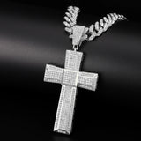 Men's Cross Pendant Necklace with 13Mm Cuban Chain Hip Hop Bling