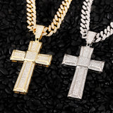 Men's Cross Pendant Necklace with 13Mm Cuban Chain Hip Hop Bling
