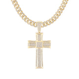 Men's Cross Pendant Necklace with 13Mm Cuban Chain Hip Hop Bling