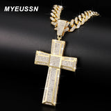 Men's Cross Pendant Necklace with 13Mm Cuban Chain Hip Hop Bling