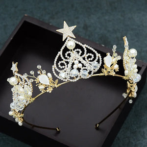 Crown Hairband Bridal Bridesmaid Hair Jewelry Pearl Rhinestone Tiara