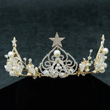 Crown Hairband Bridal Bridesmaid Hair Jewelry Pearl Rhinestone Tiara