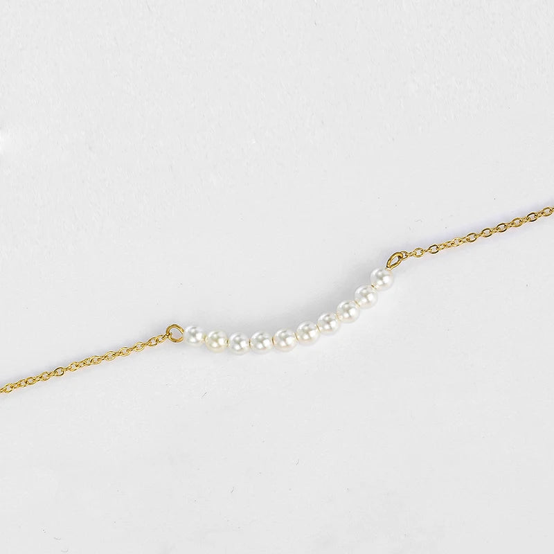 Crysta Charms Pendant Necklace Stainless Steel Pearl Drop