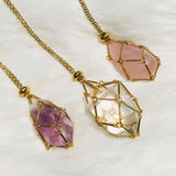 Crystal Cage Pendant Necklace Holder Metal Chain Adjustable X127