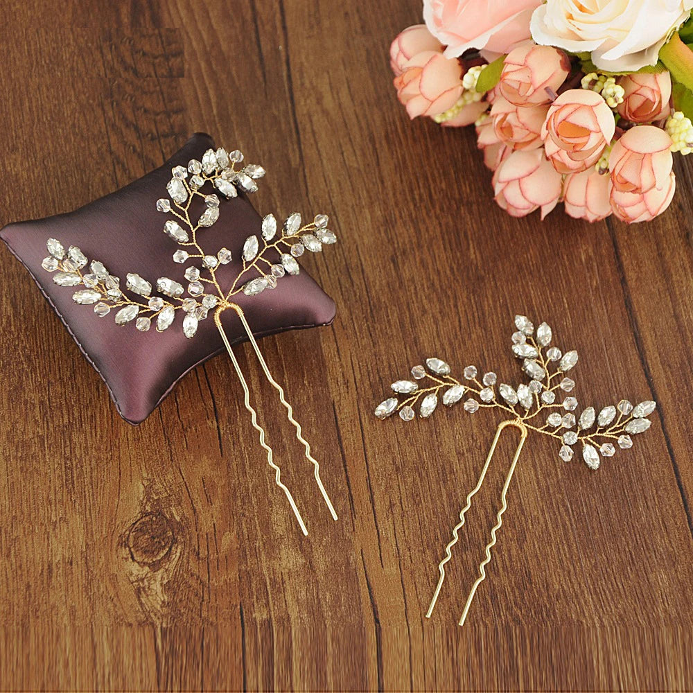 Crystal Hair Pins Wedding Hair Jewelry Accessories Handmde Head Decoration