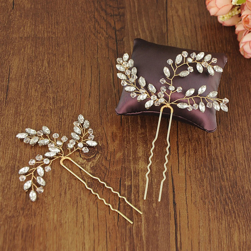 Crystal Hair Pins Wedding Hair Jewelry Accessories Handmde Head Decoration