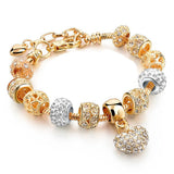 Crystal Love Heart Beads Bracelet With Snake Chain Charm Bracelet