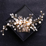 Crystal Pearl Hair Comb Headband Tiara For Women Bride Party Bridal Wedding Hair