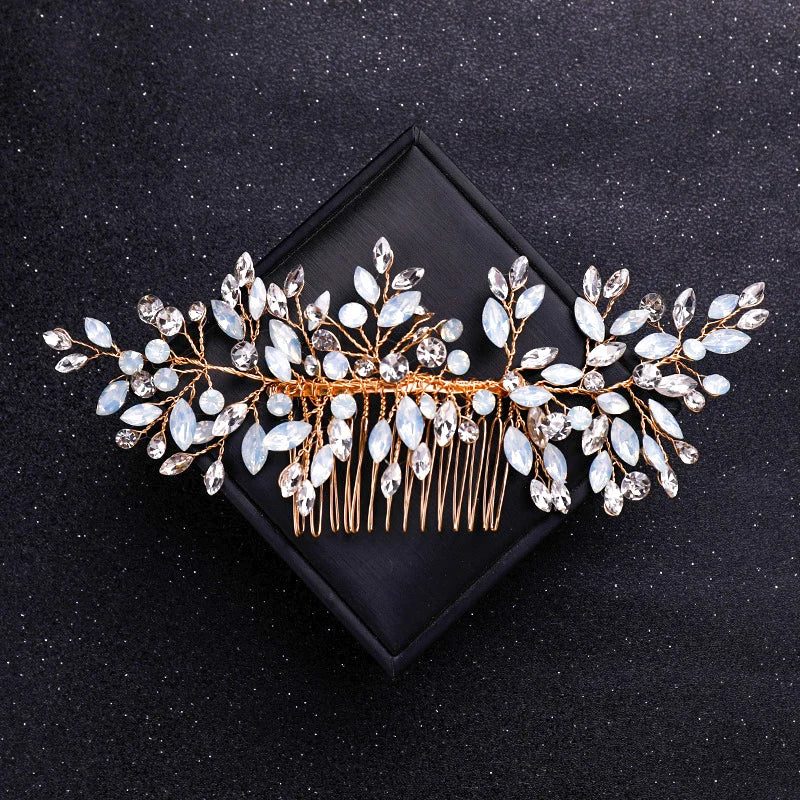 Crystal Pearl Hair Comb Headband Tiara For Women Bride Party Bridal Wedding Hair