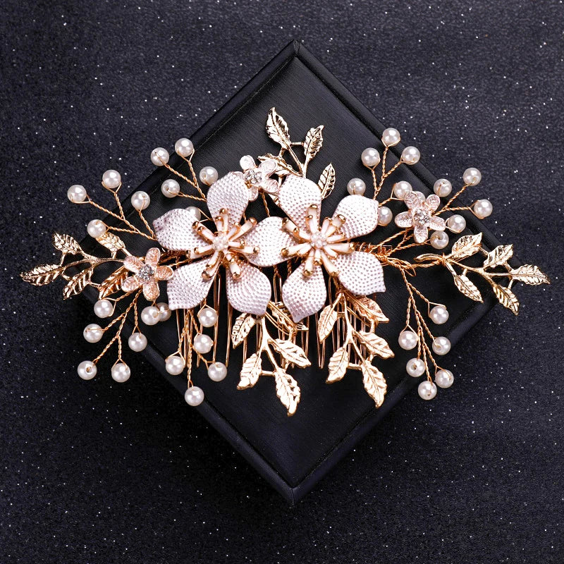 Crystal Pearl Hair Comb Headband Tiara For Women Bride Party Bridal Wedding Hair