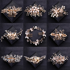 Crystal Pearl Hair Comb Headband Tiara For Women Bride Party Bridal Wedding Hair