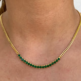 Cuban Link Chain Red Green Cubic Zirconia CZ Tennis Chain Necklace