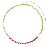 Cuban Link Chain Red Green Cubic Zirconia CZ Tennis Chain Necklace