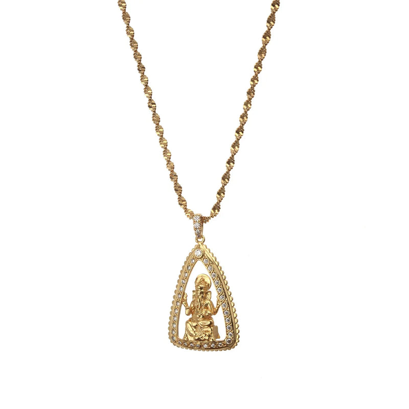 CZ Elephant Hindu Ganesha Pendant Necklace for Women
