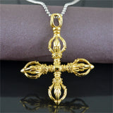 Vajra Stainless Steel Cross Pendant Necklace Hinduism Tibetan Buddhism