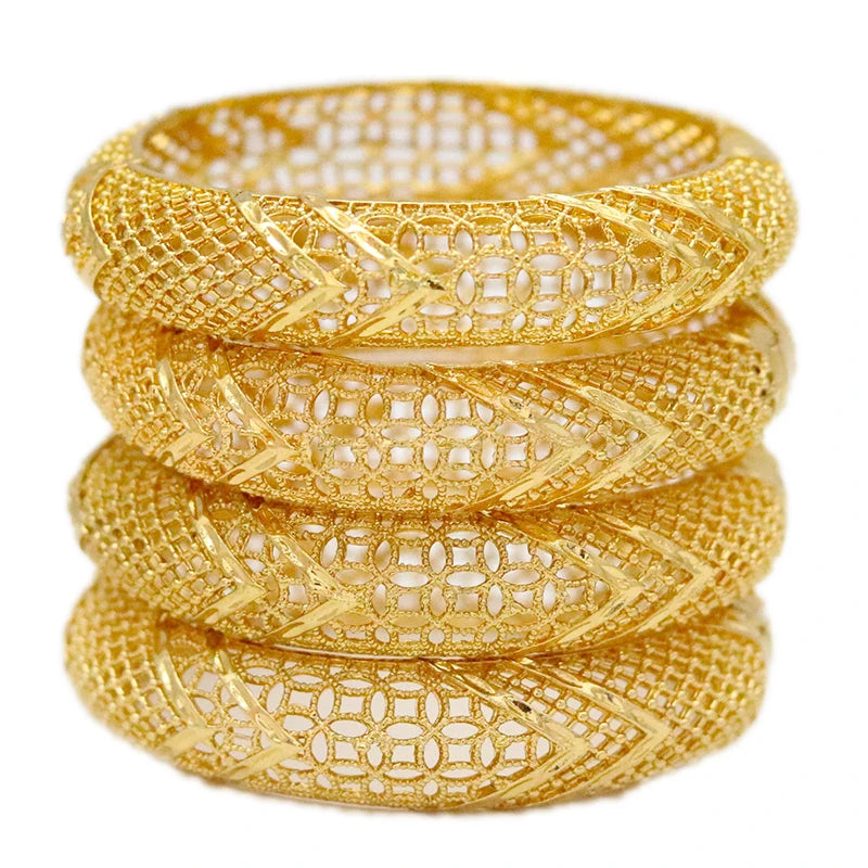 Dubai Bangles for Women Ethiopian Bracelets Set Alloy Jewelry