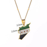 Syria Map Flag Pendant Necklace Silver Jewelry