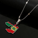 Enamel Colorful Ethiopia Oromia Maps Oromo Flag Pendant Necklaces