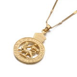 Ethiopian Lion Pendant Necklace Round Chain Jewelry