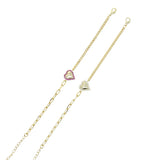 Women Jewelry Cuban Paper Clip Chain Heart Charm Bracelet