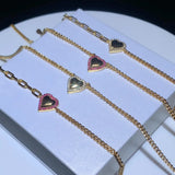 Women Jewelry Cuban Paper Clip Chain Heart Charm Bracelet