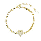 Women Jewelry Cuban Paper Clip Chain Heart Charm Bracelet
