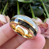 Tungsten Carbide Wedding Band with Meteorite Carbon Fiber Inlay