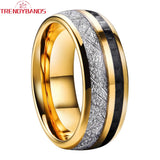 Tungsten Carbide Wedding Band with Meteorite Carbon Fiber Inlay